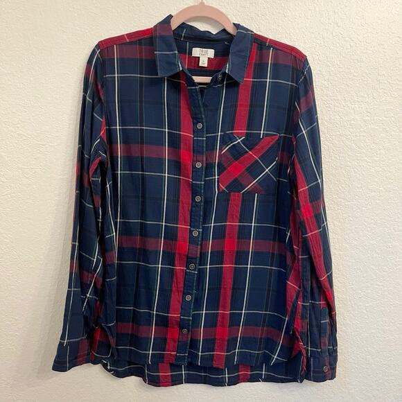 True Craft Womens Plaid Shirt XL Flannel Tartan Lightweight Modal Blend Granola - Picture 2 of 12